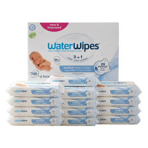 WaterWipes Sensitive+ Newborn & Baby Wipes | 720 Count Bulk Buy (12 x 60 Wipes)
