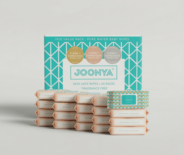 Joonya Baby Wipes - Non-Toxic, Biodegradable Baby Wipes for Calm, Healthy Skin - Fragrance Free - Bulk 24 Packs of 80 (1920)