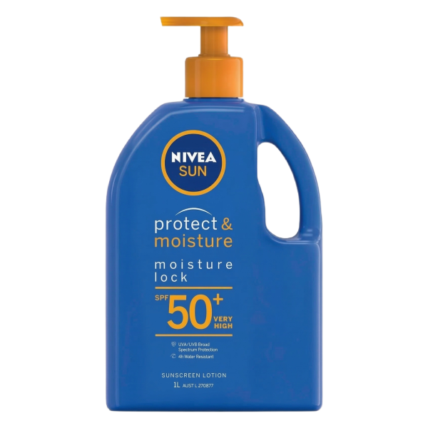 NIVEA SUN Protect & Moisture SPF 50+ Sunscreen Lotion (1L) - Made in Australia